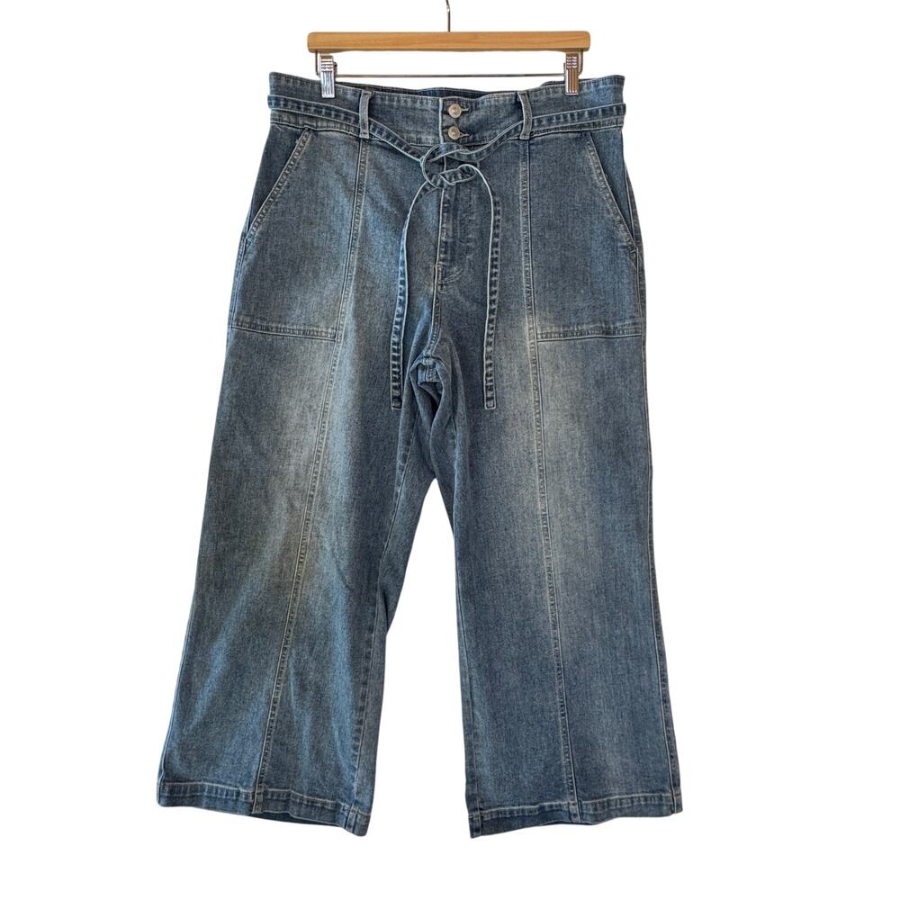 Hudson wide Blue Denim Jeans with tie front size 16